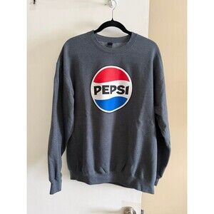 Gray PEPSI Crewneck Sweatshirt Classic Pepsi Logo Gildan Softstyle Large NWOT